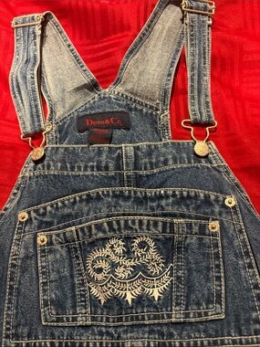 Denim & Company medium Blue Women's Denim Overalls with Embroidered Hem